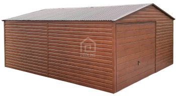 Garaż blaszany 5x5 Brama uchylna drewnopodobny Dach dwuspadowy PLG117