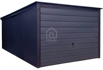 Garaż blaszany 3x5 - Brama uchylna - antracyt - dach spad w tył PLG123