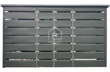 Wiata śmietnikowa dach prosty 4x0,6m 2x furtka - Antracyt PLG126