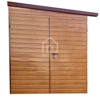 Schowek - Domek Ogrodowy 3x2m - Brama Dwuskrzydłowa - jasny orzech - dach spad w bok PLG103