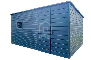 Schowek - Domek Ogrodowy 4x2,5m Brama Dwuskrzydłowa - Drzwi - Okno - Antracyt - Dach spad w tył PLG156