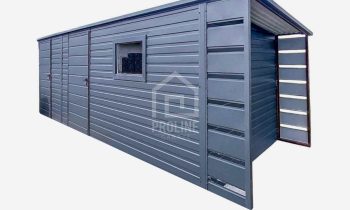 Schowek - Domek Ogrodowy 5x2m + Wiata 0,5m 2x Drzwi - Okno - dach spad w tył PLG158