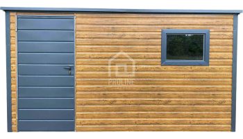 Schowek - Domek Ogrodowy 3x2 - drzwi - okno - jasny orzech - antracyt - drewnopodobny - dach spad w tył  PLG162