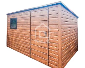Schowek - Domek Ogrodowy 3,5x2m Drzwi - Okno - Ciemny orzech - Drewnopodobny - Dach spad w tył PLG148