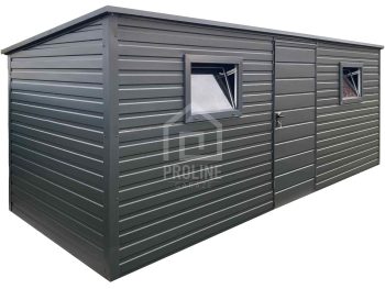 Schowek - Domek Ogrodowy 5,5x2m - drzwi - 2x okno - antracyt - dach spad w tył PLG192