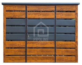 Wiata śmietnikowa 2,5x1,3 m antracyt + drewnopodobny - spad w tył PLG193