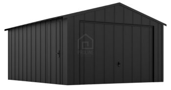 Garaż blaszany 4x5m - brama uchylna - drzwi - blacha na rąbek - dach dwuspadowy PLG209