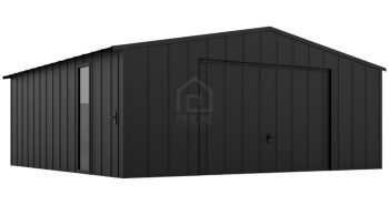 Garaż blaszany 7x6m - brama uchylna - okno - drzwi - blacha na rąbek - dach dwuspadowy PLG219