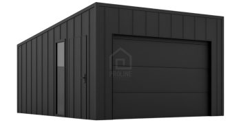 Garaż blaszany 4x6 - brama segmentowa - okno - drzwi - dach spad w tył - blacha na rąbek PLG210