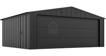 Garaż blaszany 5x6 - brama segmentowa - drzwi - blacha na rąbek - dach dwuspadowy  PLG212