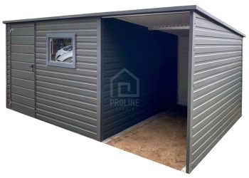 Domek ogrodowy - schowek - 2,5x2,5m – wiata 1,5x2,5m - drzwi – okno -  antracyt - dach spad w tył PLG234