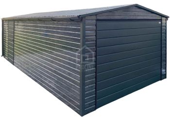 Garaż blaszany 4X7m –  brama – drzwi - sosna norweska - dach dwuspadowy - rynny PLG238