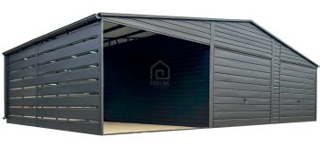 Garaż blaszany 6,5X5m – wiata 3,5x5m – 2X brama – antracyt - dach dwuspadowy - rynny PLG239