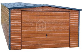 Garaż Blaszany 4X6 - Dwuspad – Blachodachówka - Brama Uchylna - Drzwi - Okno - Drewnopodobny PLG225