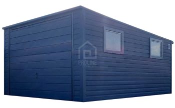 Garaż blaszany 3,5x5m - brama uchylna - 2x okno - antracyt - dach spad do tyłu PLG248