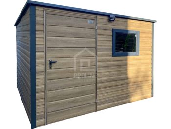 Schowek – domek ogrodowy 3×2 – drzwi – okno - drewnopodobny – dach spad w tył PLG262