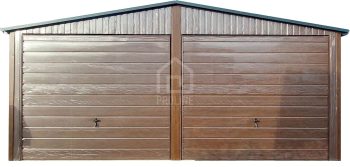 Garaż Blaszany 6,5X8 - 2X Brama Uchylna  – Drewnopodobny - Rynny - Dwuspad  PLG227