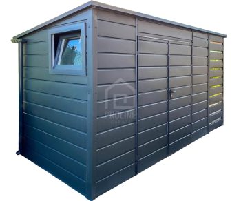 Schowek – Domek Ogrodowy 3,2×2 – Wiata 0,7×2 – Brama – Okno – Antracyt – Rynny - Dach Spad w tył PLG230