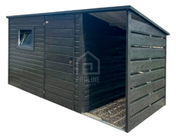 Domek ogrodowy 2,5x2 m - wiata 1 m - drzwi - okno - sosna norweska - drewnopodobny - dach spad w tył PLG296