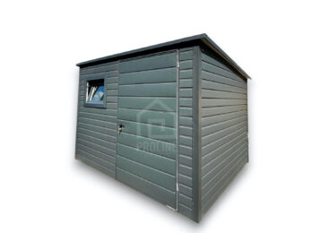 Domek ogrodowy 2,5x2,5 m - drzwi - okno - antracyt - dach spad w tył PLG297